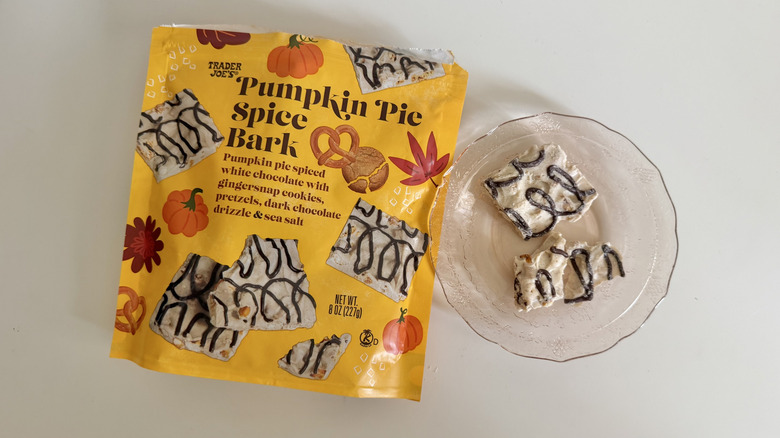 Pumpkin Pie Spice Bark pieces on a plate