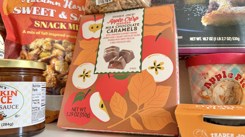 Close up of Apple Crisp Milk Chocolate Caramels and other items