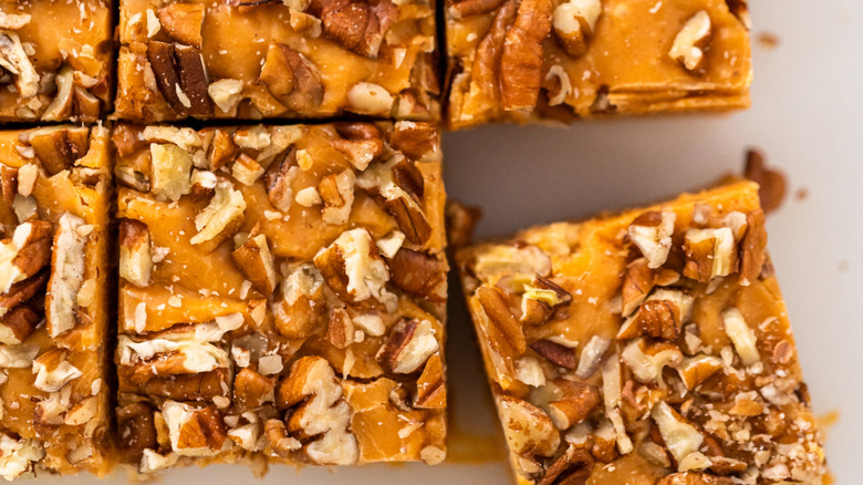 squares of pumpkin fudge with nuts