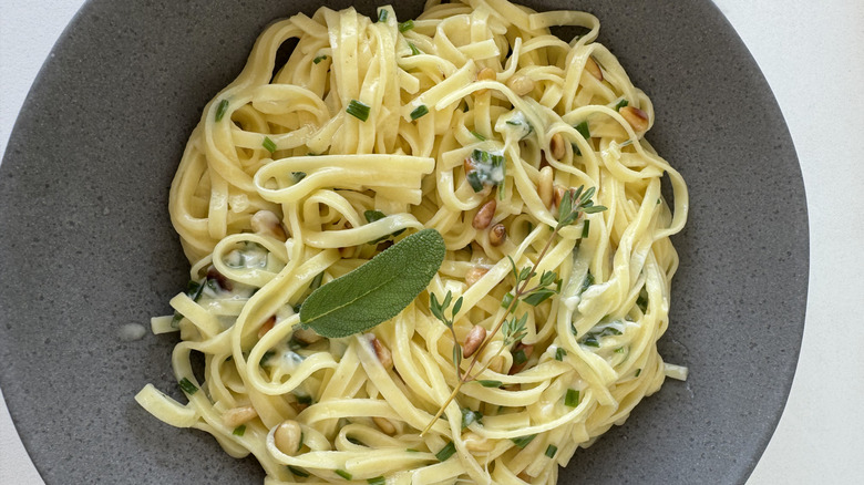 Pasta with sage and pine nuts
