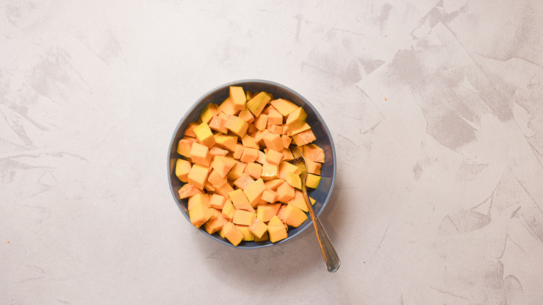 squash in bowl with spoon