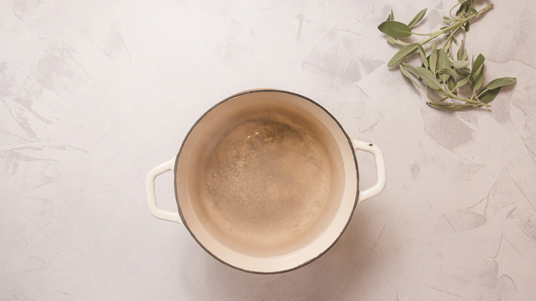 Pot with boiled water