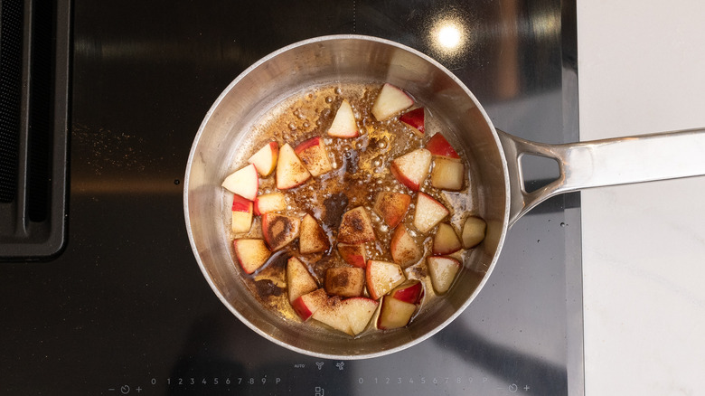 sautéing diced apple with spices