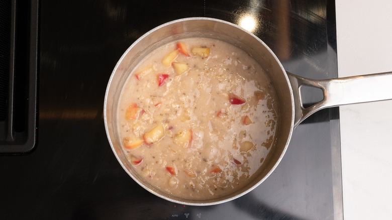 oatmeal simmering in saucepan