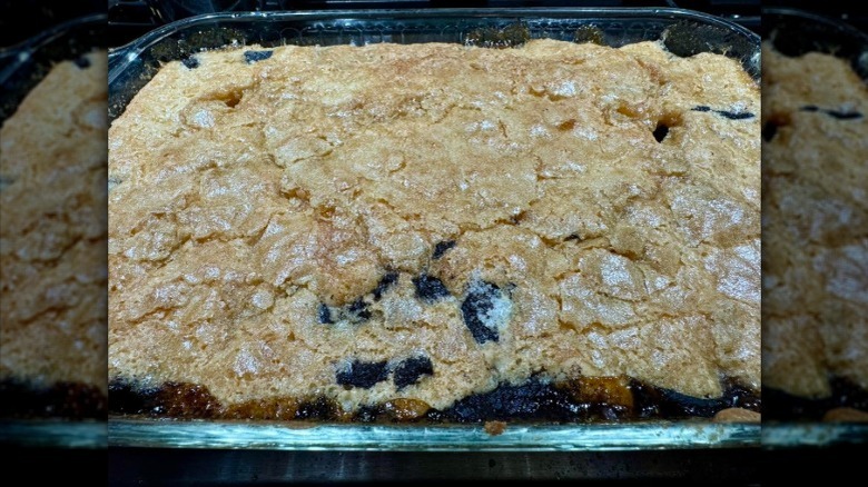 A golden-crusted Oreo cookie cobbler.