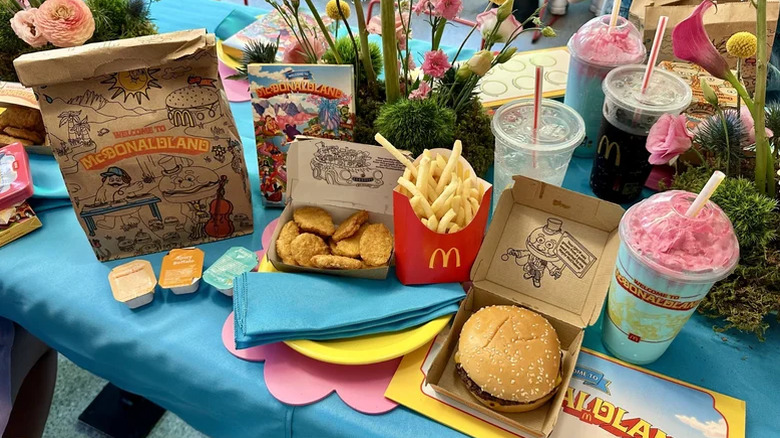 McDonaldland meal spread out on a table