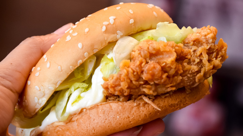 A KFC crispy chicken sandwich