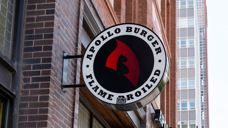 Signage of Apollo Burgers.