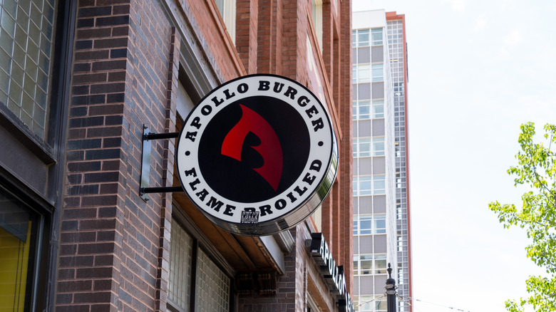 Signage of Apollo Burgers.
