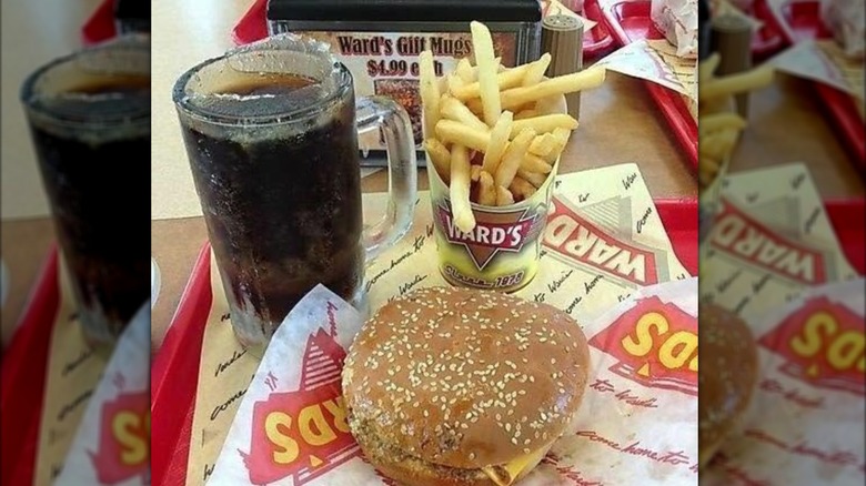 Burger, fries, and a drink from Ward's