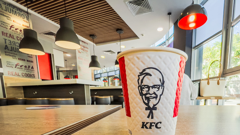 Inside a Kentucky Fried Chicken chain restaurant