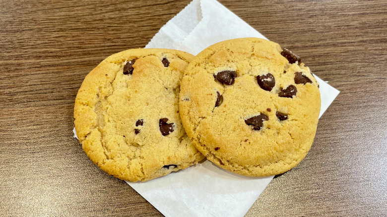 Two Burger King chocolate chip cookies