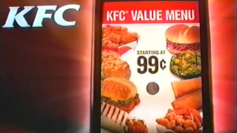 The KFC ultimate value menu board in a vintage ad