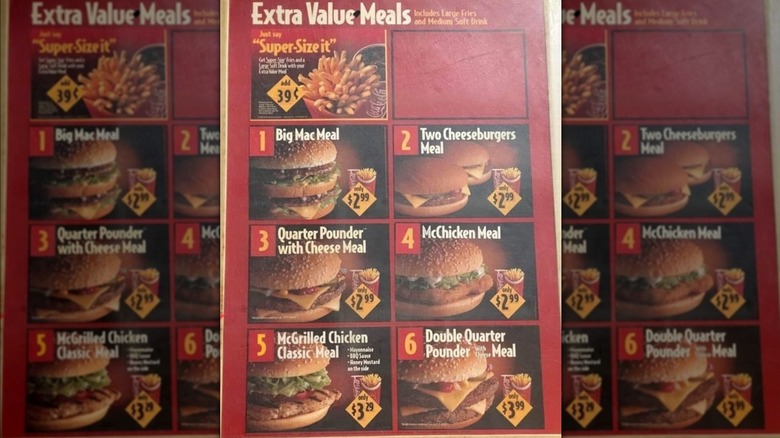 A red McDonald's Extra Value Meal board