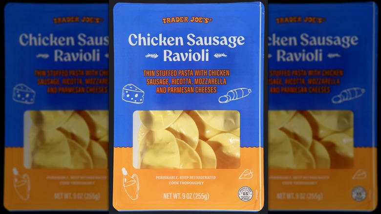 A package of Trader Joe's Chicken Sausage Ravioli