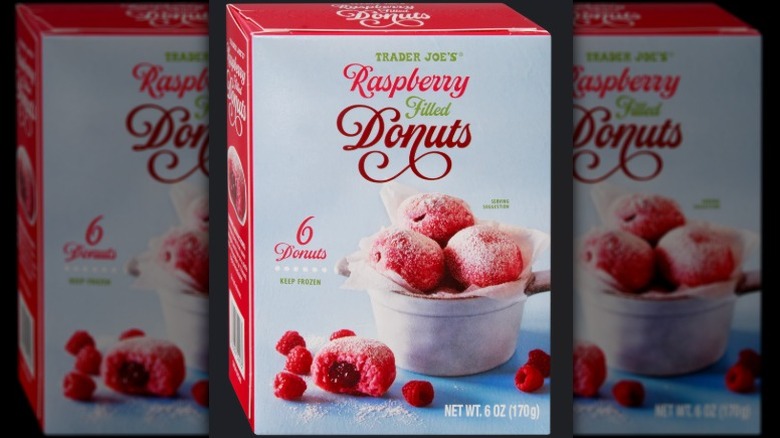 A box of Trader Joe's Raspberry Filled Donuts
