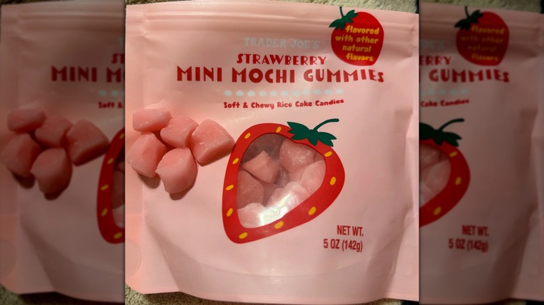 A bag of Trader Joe's Strawberry Mini Mochi Gummies