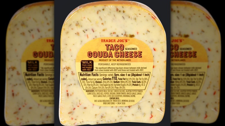 A package of Trader Joe's Taco Seasoned Gouda Cheese