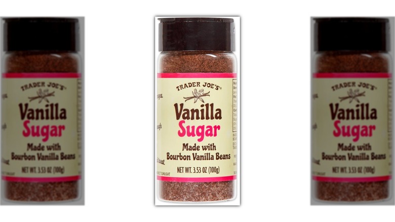A beauty shot of Trader Joe's Vanilla Sugar in a bottle on a white background