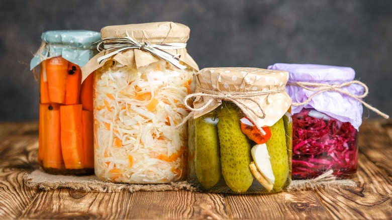 jars of pickled foods