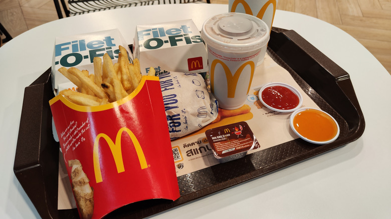 A tray of food from McDonald's