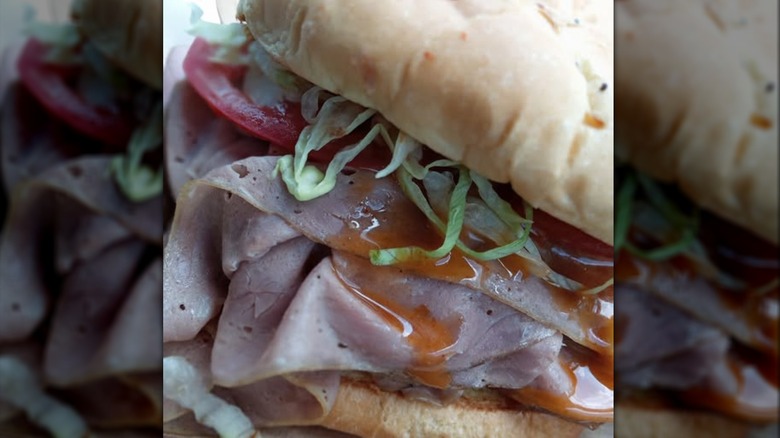 An Arby's Super Roast Beef Sandwich.