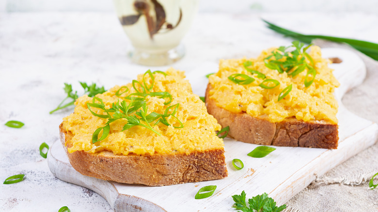 eggs on toast with herbs
