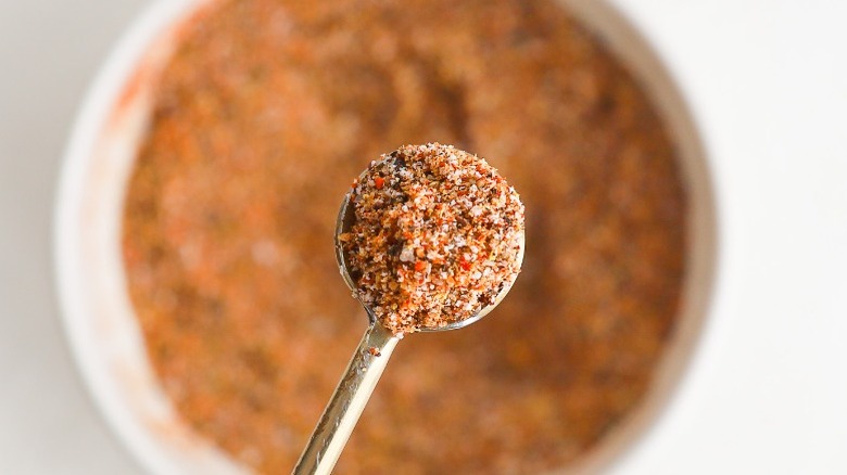 Up-close steak seasoning