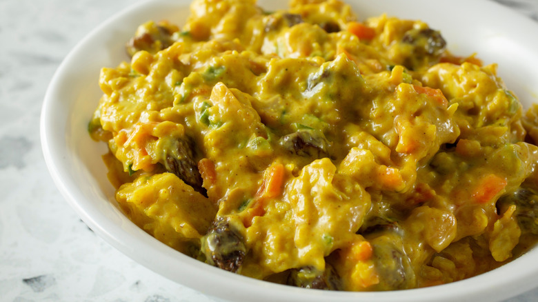 Bowl of curry chicken salad