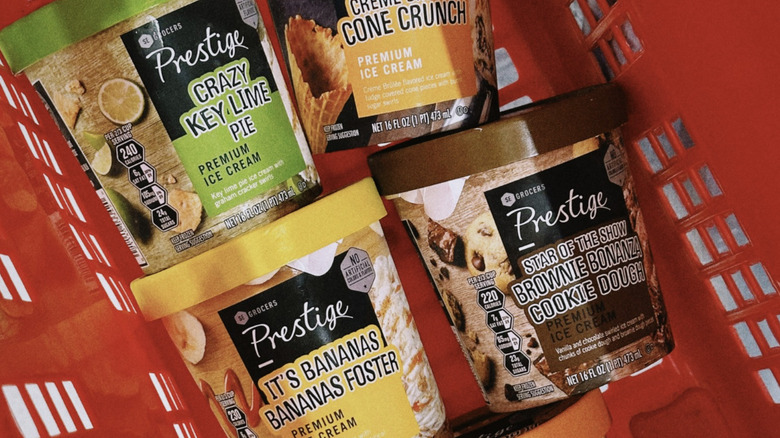 Four Prestige Ice Cream pints in basket