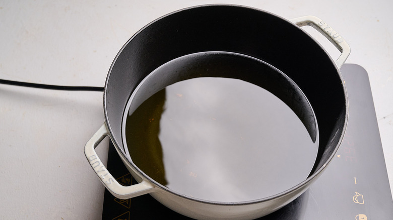 heating oil in a dutch oven
