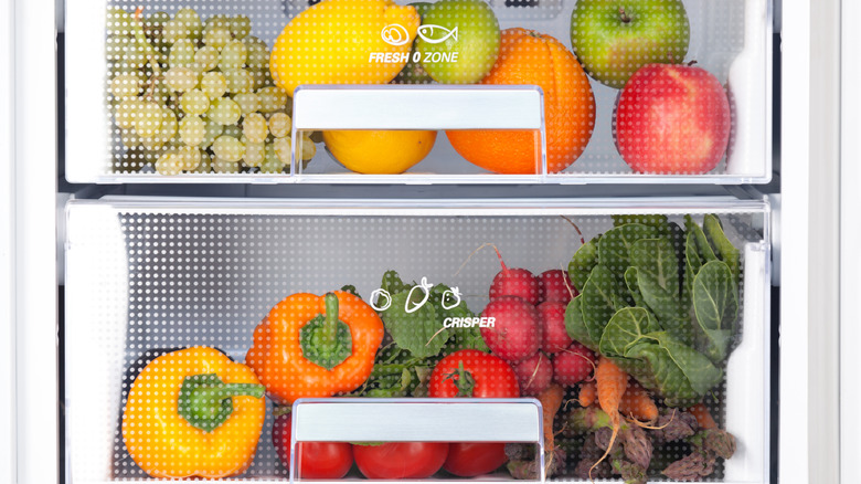 Produce in each crisper drawer