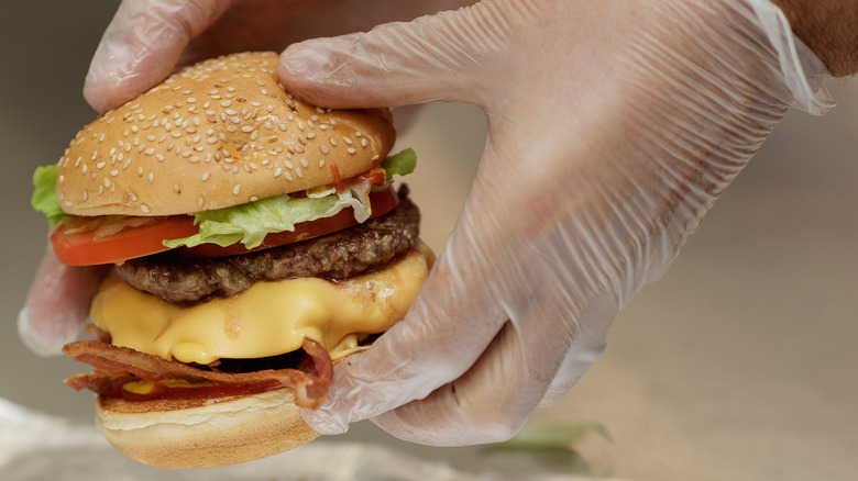Five Guys burger being prepared