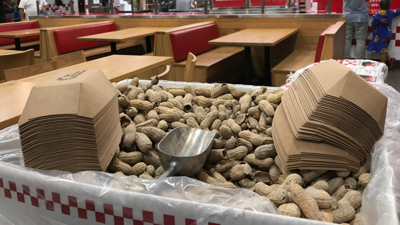Five Guys interior with box of peanuts