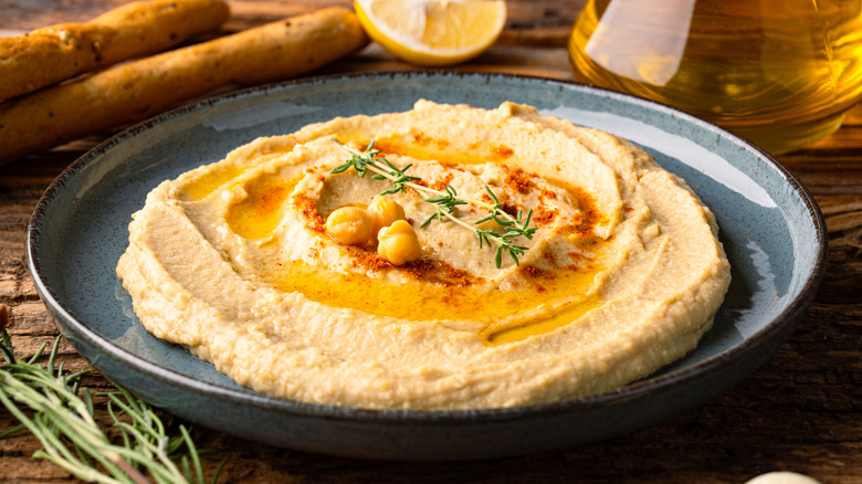 fresh homemade hummus in a bowl