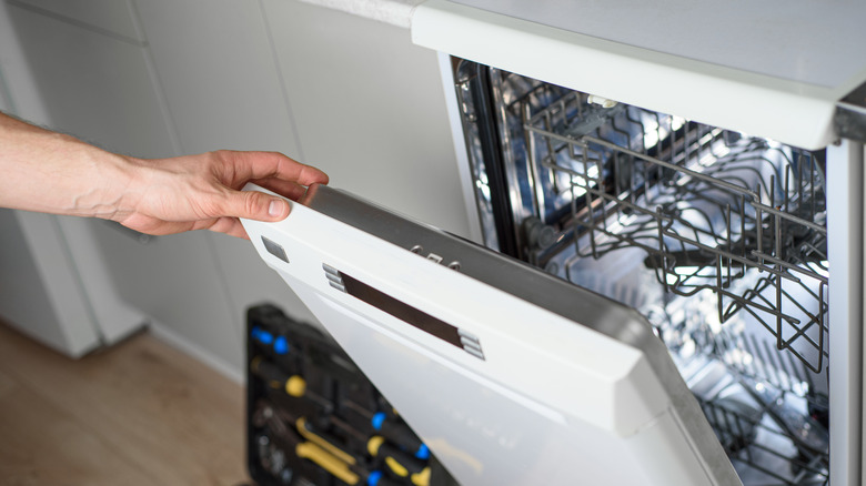 open dishwasher door