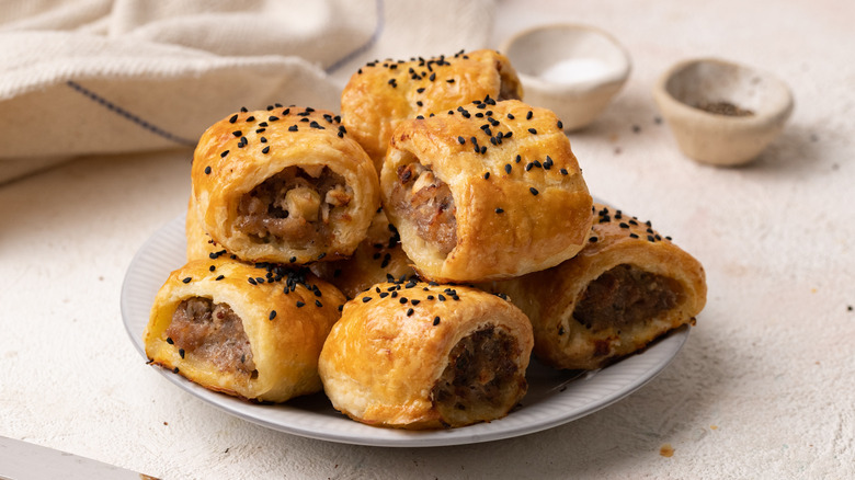 Sausage rolls on a plate