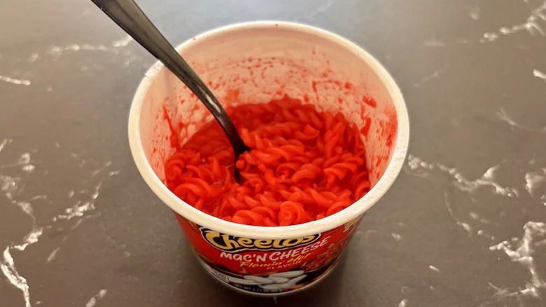 Flamin Hot mac n cheese in a cup