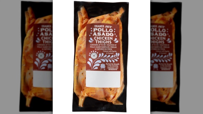 A package of Trader Joe's Pollo Asado Chicken Thighs