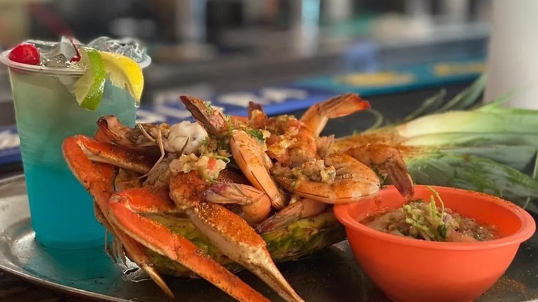 Seafood meal with drink and side from Kathi's Krab Shack