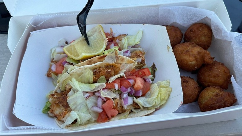 Grouper tacos and hush puppies at Star Fish Company