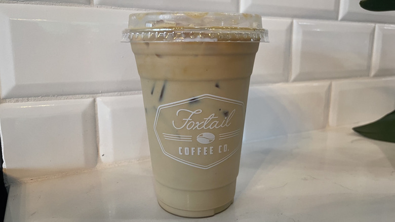 An iced vanilla latte from Foxtail Coffee Co in Florida