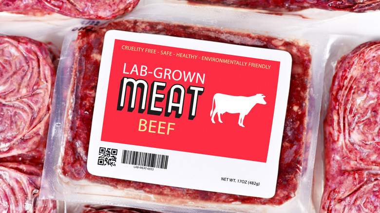 Simulated label for lab-grown meat 