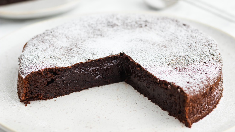 chocolate torte on plate 