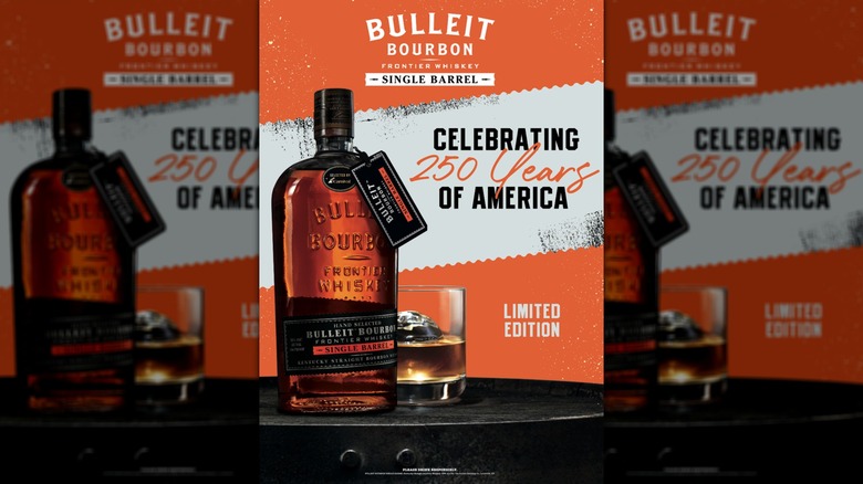 Bulleit Bourbon 250th anniversary flyer, reading "celebrating 250 years of America"
