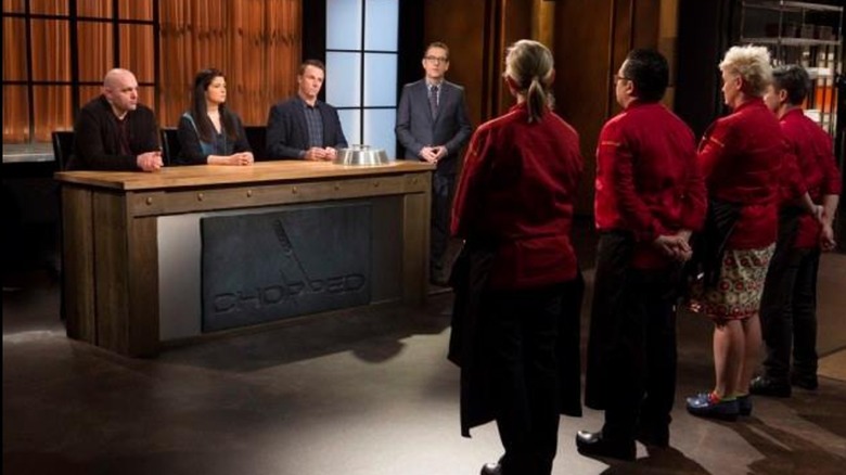 Contestants waiting to see which chef will be Chopped