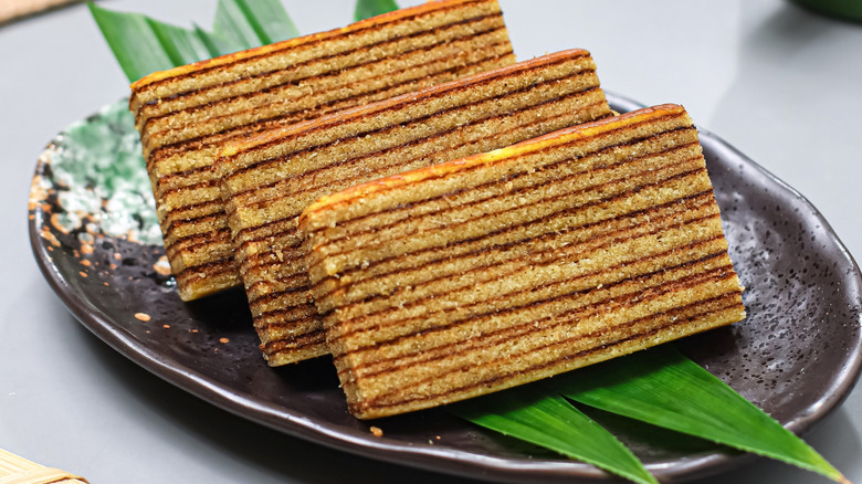 Slices of lapis legit on a plate