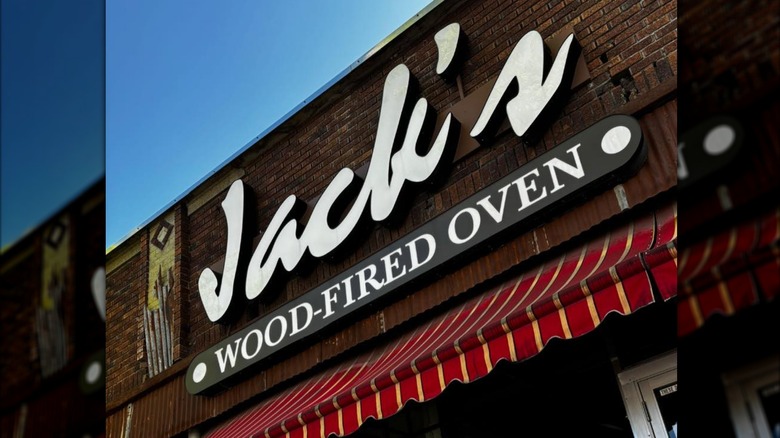 The sign outside Jack's Wood-Fired oven