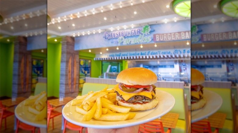 Margaritaville's cheeseburger in paradise with fries
