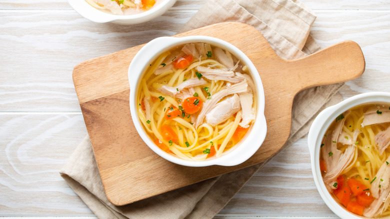 chicken noodle soup on board